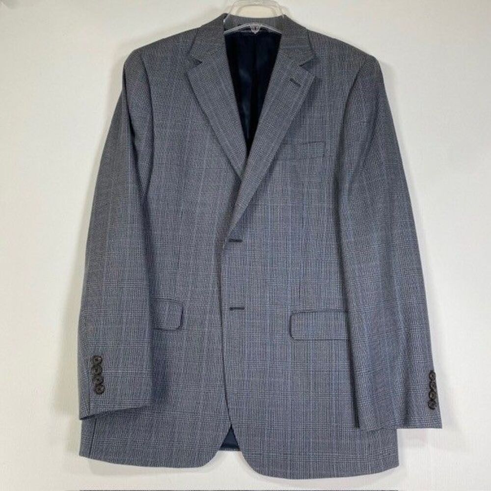 Men's Glen Plaid Gray Blazer Sport Coat Suit Jacket Classic Business Wear 40R